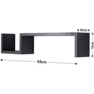 2PCs Floating Shelves Wall Mounted - Black by Livingandhome
