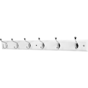 Chrome Hooks on White Board Rail - White / 68.5cm