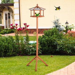 PawHut Wooden Bird Table Garden Feeding Station for Outdoor Use - Natural by Pawhut