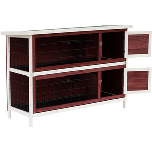 PawHut Two-Tier Elevated Wooden Pet Hutch - Brown by PawHut
