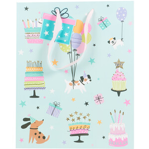 Pack of 2 Pastel Bday Large Gift Bags - White