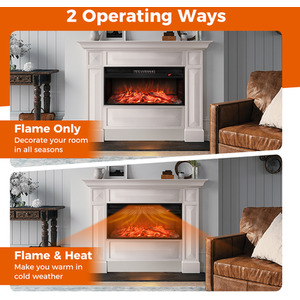 86CM Electric Fireplace 5000 BTU Recessed Fireplace - Black by Costway