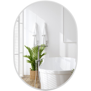 Runway Oval Bathroom Mirror - White by Costway