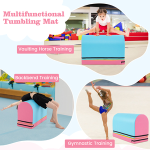 Mailbox Tumbling Mat Gymnastics Vaulting Box - Blue & Pink by Costway