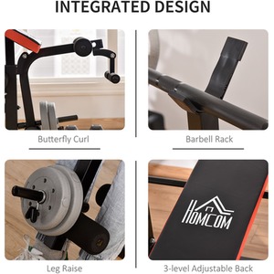 HOMCOM Adjustable Weight Bench with Leg Developer Barbell Rack - Black by HOMCOM