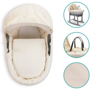 Waffle Grey Wicker Moses Basket - Cream by Clair de Lune