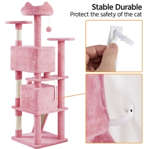 Multilevel Cat Tree with Scratching Posts - Pink / 178cm by Yaheetech