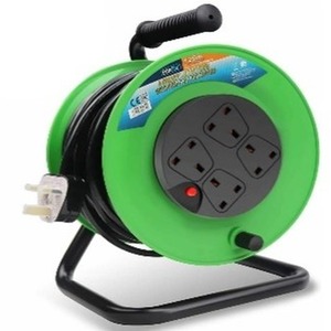Heavy Duty 4 Gang Cable Reel 25M - Green by ExtraStar