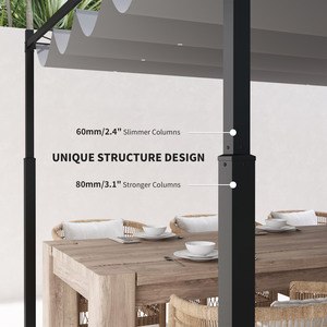 Outsunny 3 x 3(m) Outdoor Pergola with Retractable Roof - Grey by Outsunny