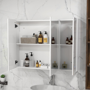 kleankin LED Lighted Wall Mounted Bathroom Mirror Cabinet with USB Charged - High gloss by kleankin