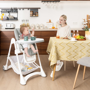 Baby High Chair Foldable Toddler Dining Chair - Grey by Costway
