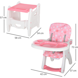 2-in-1 Convertible Baby High Chair Booster Seat - Pink by HOMCOM