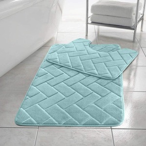 Block Bricks Memory Foam Bath Mat Set - Aqua by Night Zone