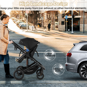 3-in-1 Newborn Stroller - Black by Costway