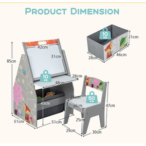 Double-Sided Kids Art Easel Toddler Table Chair Set by Costway