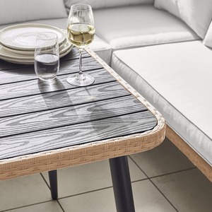 Rattan Outdoor Sofa Set - Seychelles Grey Corner Garden Sofa and Table - 9 Seat - Brown by FurnitureboxUK