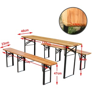 BIRCHTREE Outdoor Wooden Folding Beer Table Bench Set - Natural by BIRCHTREE