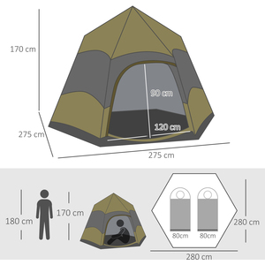 Outsunny Six Man Hexagon Pop Up Tent A20-056V00DG - Deep Green by Outsunny