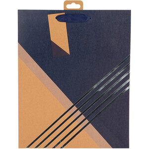 Pack of 2 Geometric Navy Large Gift Bags - Navy