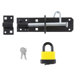 Bolt with Weather-Proof Padlock - Black / 18cm by Hiatt