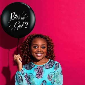 Gender Reveal 36 Inch Balloon with Pink and Blue Confetti - Black by DS Living