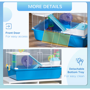 PawHut Large Hamster Cage Three-Level with Tubes Tunnel - Blue by PawHut