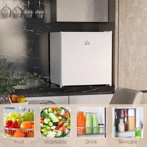 HOMCOM 46 Litre Table Top Fridge Mini Fridge with Chiller Box - Cream / ABS PS Copper Steel by HOMCOM