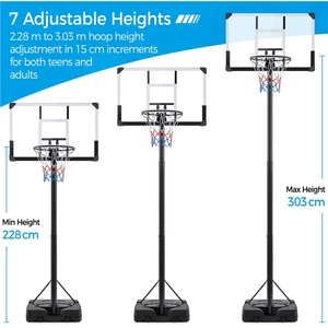 Height Adjustable Basketball Hoop Goal System - Black by Yaheetech