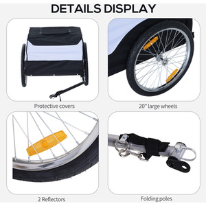 HOMCOM Folding Bicycle Trailer - Black, white by HOMCOM