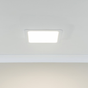 Lacey IP44 Integrated LED Square Flush Recessed Bathroom Ceiling Light - White by ValueLights