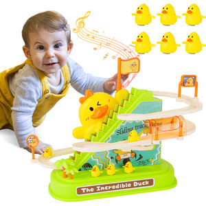 Ducks Electric Roller Coaster Chasing Race Track Toys Game Set - yellow