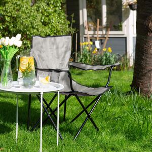 Folding Canvas Camping Chairs - Matt Black - Pack of 2 - Neutral by Harbour Housewares