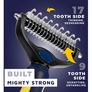 Dog Grooming Brush - Blue & Yellow / Undercoat Rake by DogCratesPlus