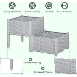 Outsunny Garden Raised Bed Elevated Patio - Grey by Outsunny