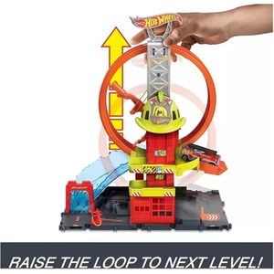 Hot Wheels City Super Loop Fire Station Playset and 1 Toy Fire Engine - multi by Hot Wheels