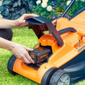 LawnMaster 24V 37cm Cordless Lawnmower with Spare Battery - Orange by LawnMaster