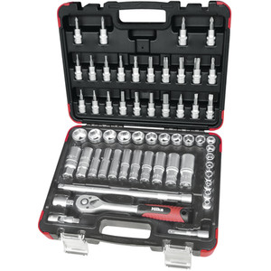 Hilka 58 Pce 3 Eighth Inch Drive Socket Set Metric - Red/Black by Hilka