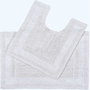 Luxury Reversible Cotton Bath Mat Set - White by Homescapes