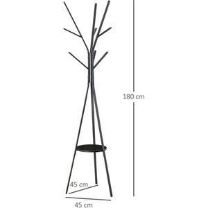 HOMCOM 180cm Free Standing Coat Rack - Black by HOMCOM