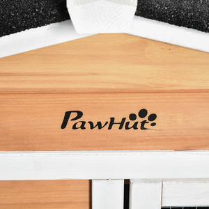 PawHut Two-Tier Wooden Pet Hutch with Wheels, Run - Yellow by PawHut