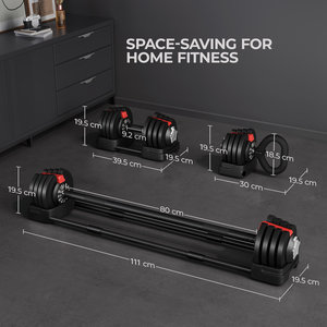 3 In 1 Quick Adjust Dumbbell Weight Set with Anti Slip Handle - Black / 18kg by Yaheetech