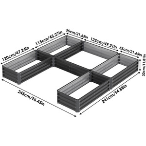 U-shaped Metal Garden Flower Bed with 5 Compartments by Livingandhome