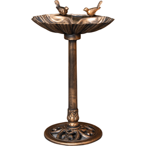 Bronze Effect Garden Twin Bird Bath with Bird Sculptures - Bronze by Samuel Alexander