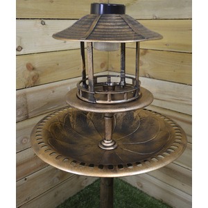 Bronze Effect Resin Garden Bird Bath and Table with Solar Light - Bronze by Samuel Alexander