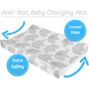 Anti-Roll Wedge Baby Changing Mat - Elephant Love / Elephant Love by Babycurls