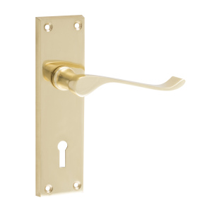 Victorian Scroll Lever Lock Set - Chrome or Brass finish - Brass by Hiatt