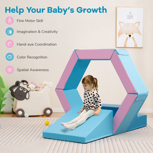 3-Piece Baby Foam Climbing Blocks Set - Blue by Costway