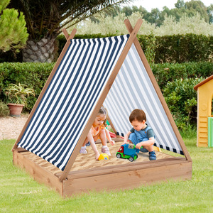 Kids Sandbox with Cover - Brown by Costway