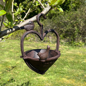 Vintage Hanging Bird Seed Feeder Cast Iron Heart Shape - Brown / 1 by Selections