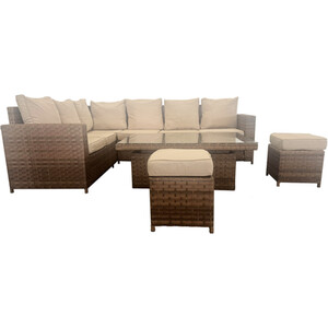 Carolina Adjustable Rattan Table Set - Dark Brown